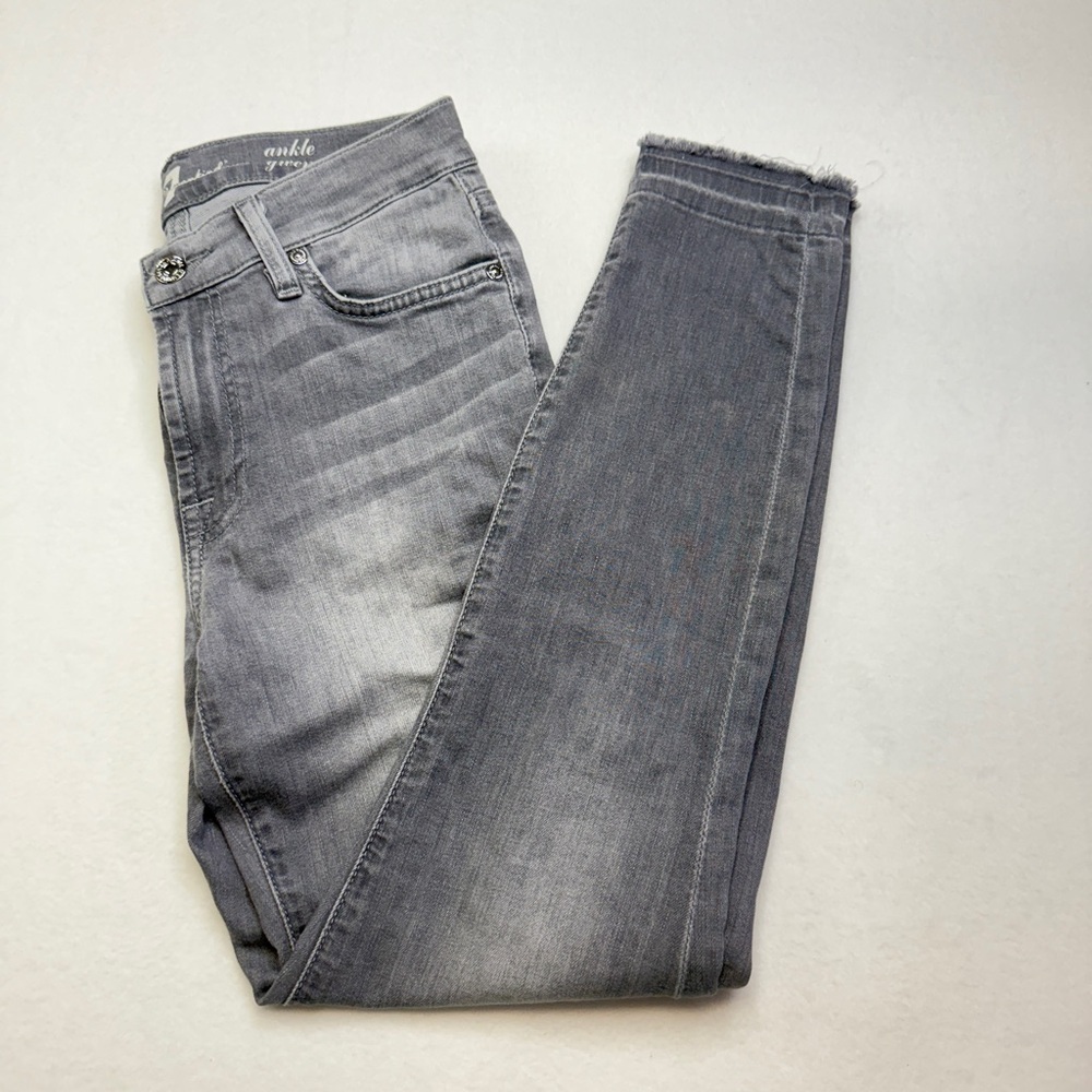 7 For All Mankind Size 27 Gray Ankle Cropped Jeans